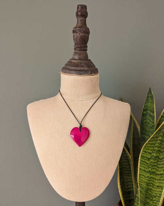 Little Sister Polished Heart Tagua Nut Pendant - The Happy Elephant - Tagua Jewellery