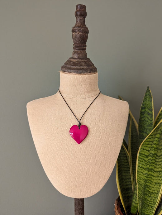 Little Sister Polished Heart Tagua Nut Pendant - The Happy Elephant - Tagua Jewellery