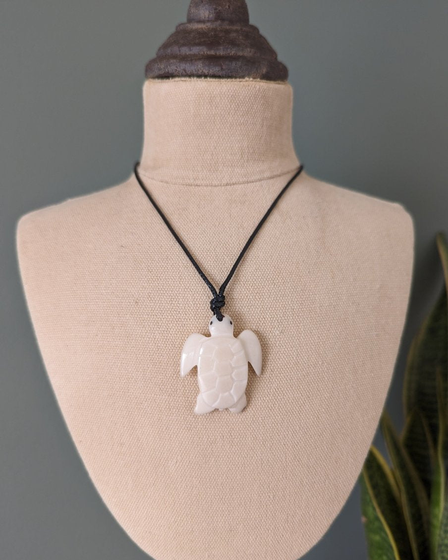 Turtle Tagua Nut Pendant Necklace - The Happy Elephant - Tagua Jewellery