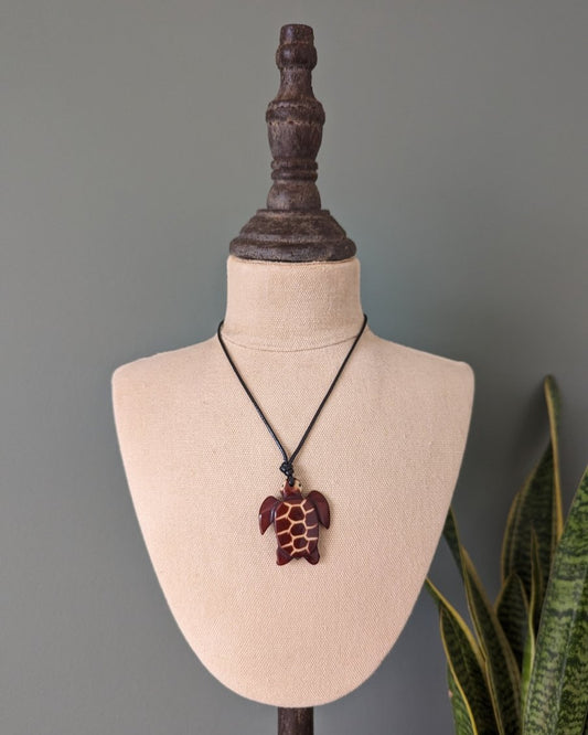 Turtle Tagua Nut Pendant Necklace - The Happy Elephant - Tagua Jewellery