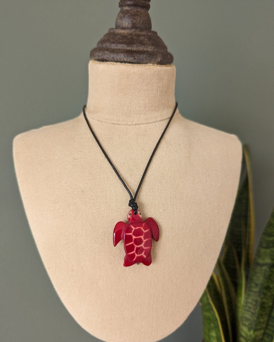 Turtle Tagua Nut Pendant Necklace - The Happy Elephant - Tagua Jewellery
