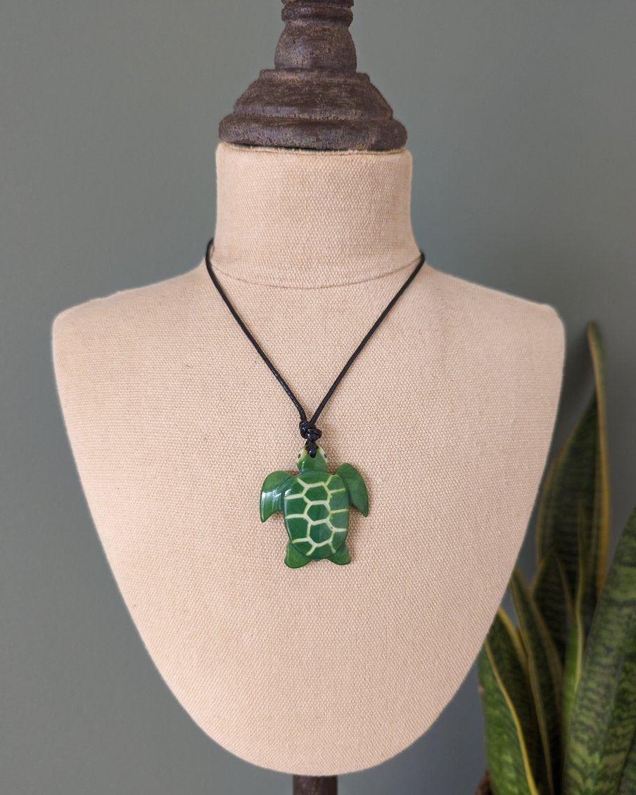 Turtle Tagua Nut Pendant Necklace - The Happy Elephant - Tagua Jewellery